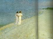 Peter Severin Kroyer sommeraften pa skagen sonderstrand med anna ancher og marie kroyer oil